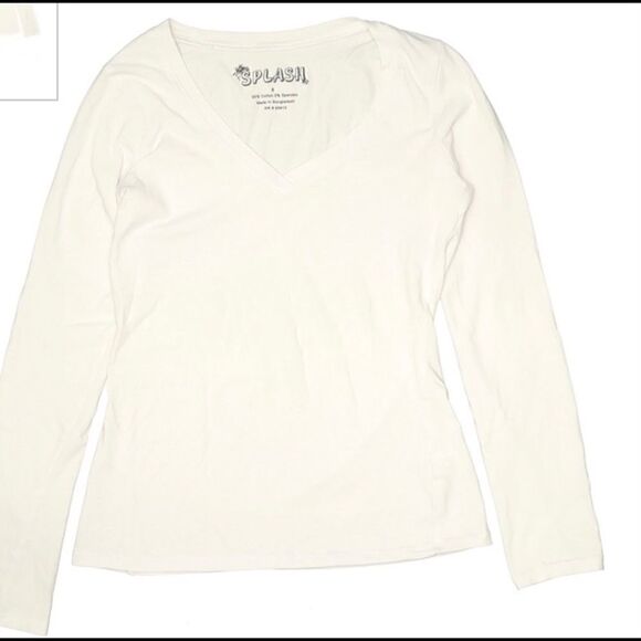 🛍Wonen’s V Neck Long Sleeve, Color: White - Picture 3 of 9